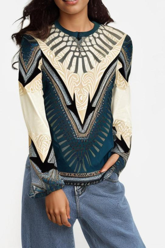 Versace Green Totem Blouse