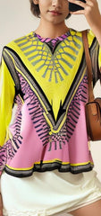 Versace Pink and Yellow Blouse