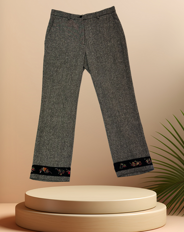 Marccain Gray Flower Ring Straight Pants