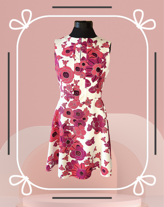 Versace White and Red Floral Dress