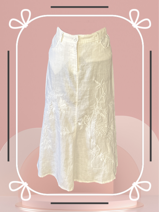 Gerard Darel Long white Linen Skirt