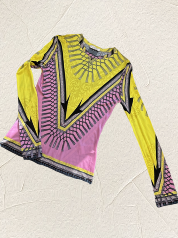 Versace Pink and Yellow Blouse