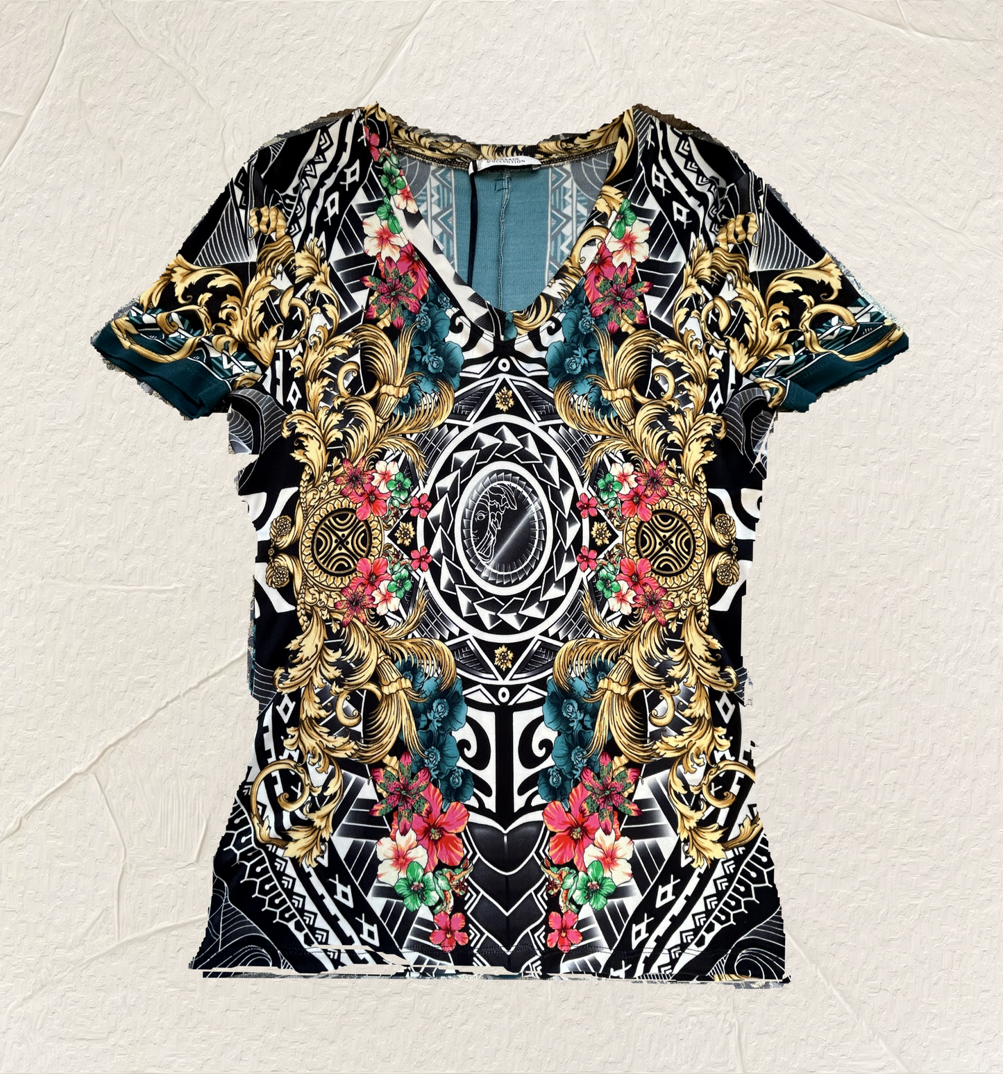 Versace Black Floral Totem Blouse