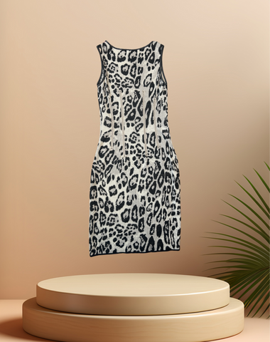 Marccain Floral Leopard Print Wool Dress