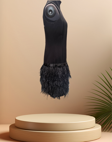 Michael Kors Black Feather Dress