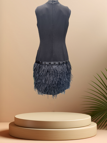 Michael Kors Black Feather Dress