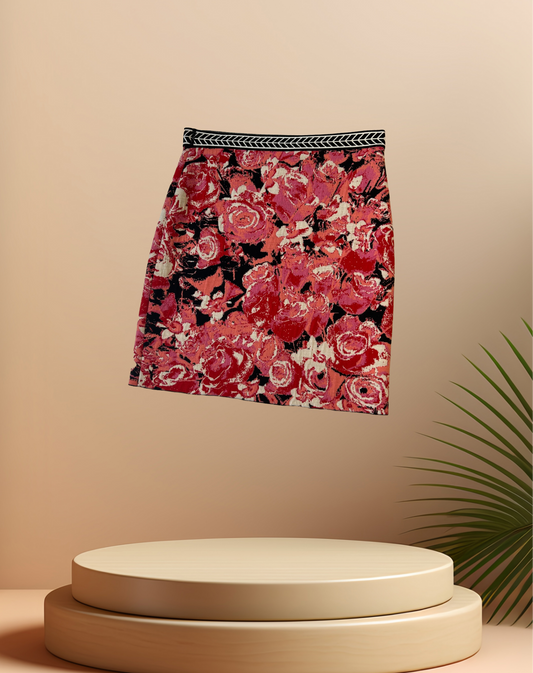 Marccain Pink Rose Print Skirt