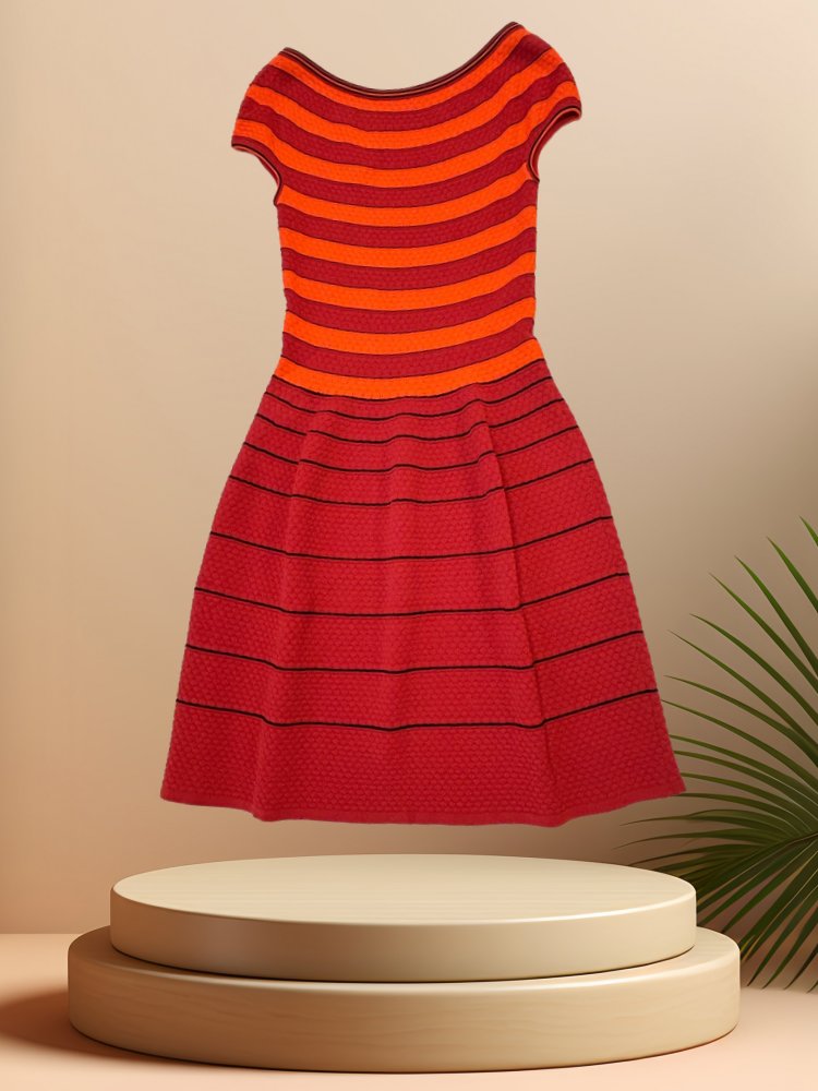 Marccain Orange Striped Dress