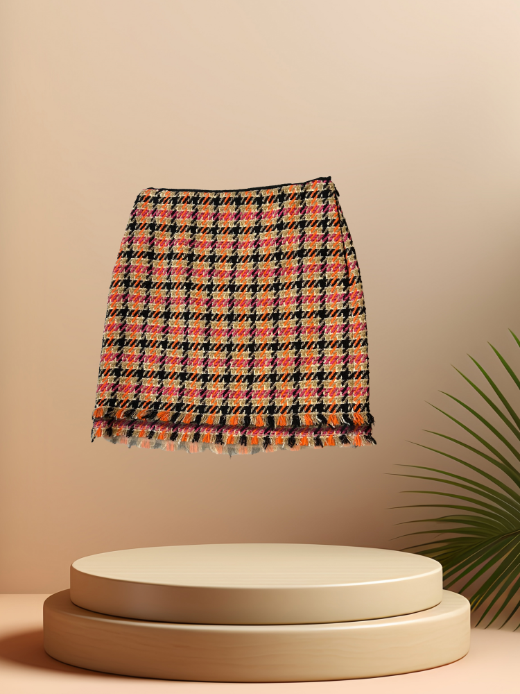 Marccain Orange Tartan Skirt