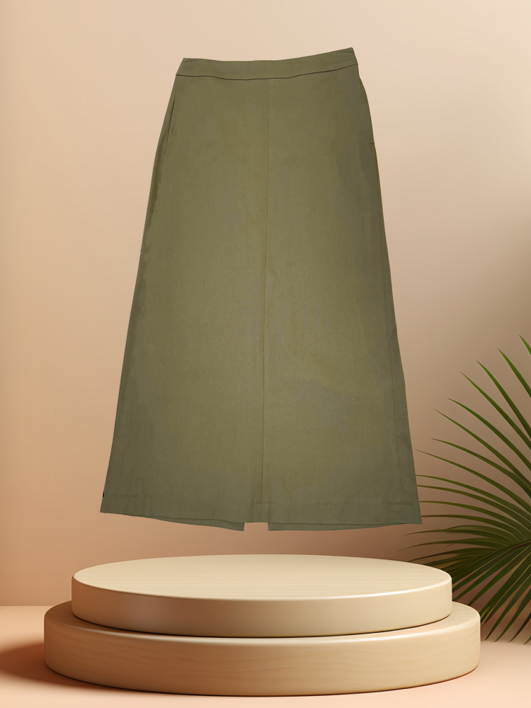 D'errico Army Green Long Skirt